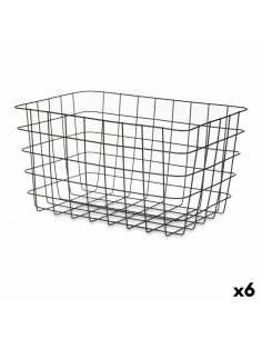 Cestino Multiuso Rettangolare Nero Metallo 38,5 x 20,5 x 28 cm (6 Unità) da Kinvara, Scatole e cassapanche - Ref: S3629410, P...