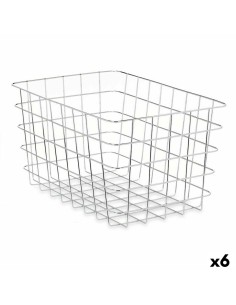 Cestino Multiuso Rettangolare Argentato Metallo 38 x 21 x 26 cm (6 Unità) da Kinvara, Scatole e cassapanche - Ref: S3629416, ...