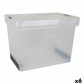 Caixa de Armazenagem com Tampa Antracite Plástico 6 L 21 x 11 x 32 cm (12 Unidades) | Tienda24 - Global Online Shop Tienda24.eu