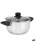 Casserole with glass lid Silver Stainless steel 2,5 L 31 x 10,5 x 20 cm (6 Units) | Tienda24 Tienda24.eu