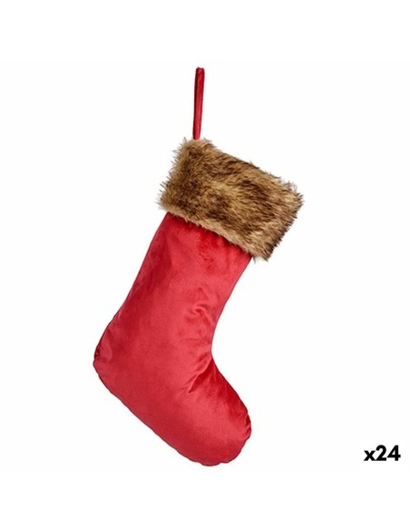 Décorations de Noël Chaussette de Noël Velours Rouge 27 x 3 x 46 cm (24 Unités) | Tienda24 Tienda24.eu