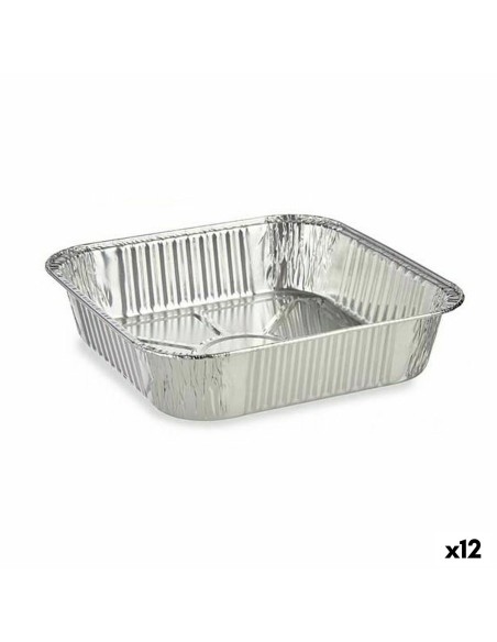 Set de Fuentes de Cocina Desechable Cuadrado Aluminio 20,5 x 6,5 x 20,5 cm (12 Unidades) | Tienda24 Tienda24.eu