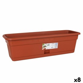 Planter with Dish Dem Squares Rectangular Brown 60 x 20 cm (8 Units) by Dem, Window Boxes - Ref: S2228461, Price: 30,79 €, Di...