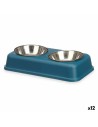 Cat Feeder Double Blue Metal 35 x 7,5 x 19 cm (12 Units) | Tienda24 Tienda24.eu