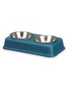 Futternapf für Katzen Double Blau Metall 35 x 7,5 x 19 cm (12 Stück) | Tienda24 Tienda24.eu