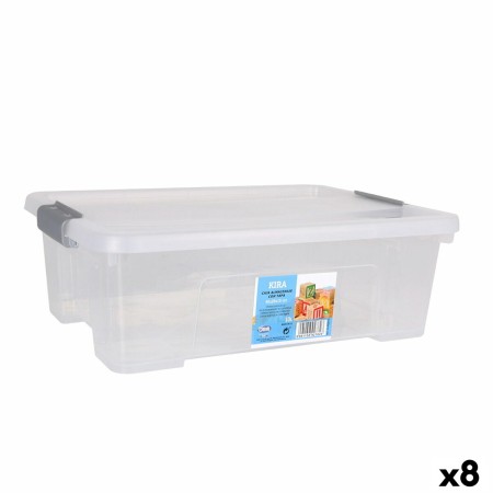 Storage Box with Lid Dem Kira Transparent Plastic 10 L 40 x 28 x 13 cm (8 Units) by Dem, Storage boxes and chests - Ref: S222...