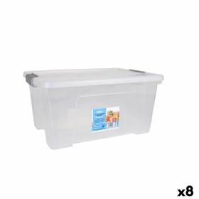 Caixa de Armazenagem com Tampa Dem Kira Plástico Transparente 15 L 40 x 28 x 19 cm (8 Unidades) de Dem, Caixas e baús de arru...