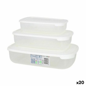 Set di 3 scatole porta pranzo Tontarelli Family Bianco Rettangolare 29,6 x 19,8 x 7,7 cm (20 Unità) di Tontarelli, Conservazi...