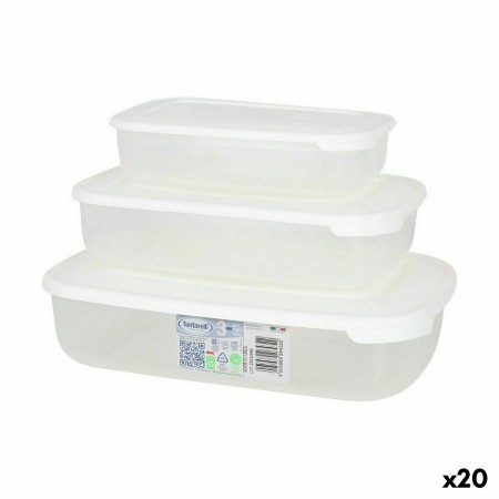 Set di 3 scatole porta pranzo Tontarelli Family Bianco Rettangolare 29,6 x 19,8 x 7,7 cm (20 Unità) di Tontarelli, Conservazi...