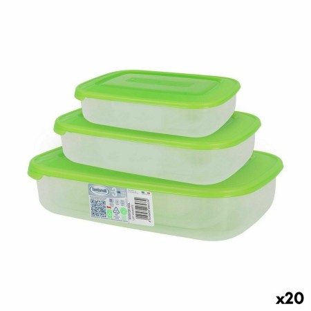 Set di 3 scatole porta pranzo Tontarelli Family Verde Rettangolare 29,6 x 19,8 x 7,7 cm (20 Unità) di Tontarelli, Conservazio...