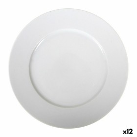 Assiette plate La Mediterránea Saler Porcelaine Blanc (12 Unités) (Ø 25 cm) de La Mediterránea, Plats et plateaux - Réf : S22...