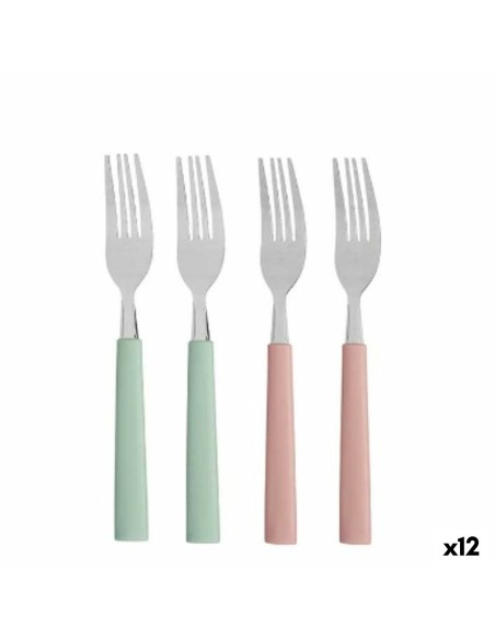 Ensemble de Fourchettes Vert Rose Argenté Acier inoxydable Plastique 18,7 cm (12 Unités) | Tienda24 Tienda24.eu