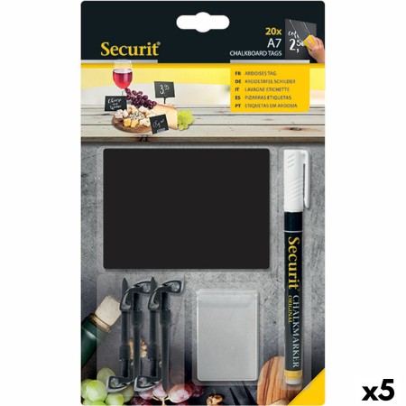 Pizarra Securit Con soporte Set 7,4 × 10,5 cm 20 Unidades Negro | Tienda24 - Global Online Shop Tienda24.eu