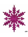 Christmas bauble Snowflakes Fuchsia Plastic Glitter 15 x 15 x 0,2 cm (24 Units) | Tienda24 Tienda24.eu