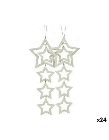 Conjunto de Decorações de Natal Estrelas Madrepérola 19 x 0,2 x 23 cm (24 Unidades) | Tienda24 Tienda24.eu