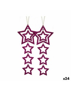 Set di Addobbi di Natale Stella Fucsia 19 x 0,2 x 23 cm (24 Unità) da Krist+, Natale - Ref: S3630193, Precio: 39,01 €, Descue...