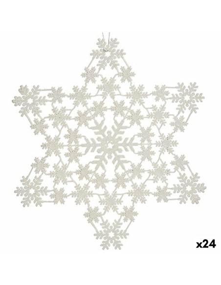 Christmas bauble Star White 31,5 x 32 x 0,1 cm (24 Units) | Tienda24 Tienda24.eu