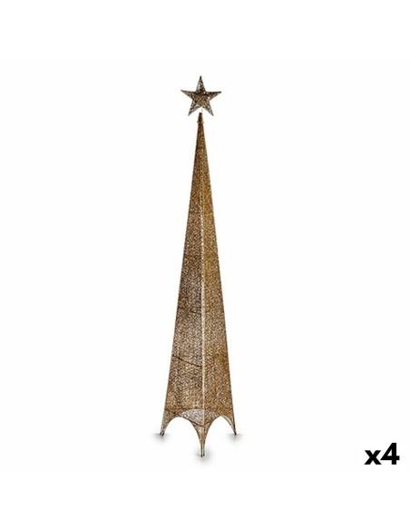 Christmas Tree Tower Star Golden Metal Plastic 39 x 186 x 39 cm (4 Units) | Tienda24 Tienda24.eu