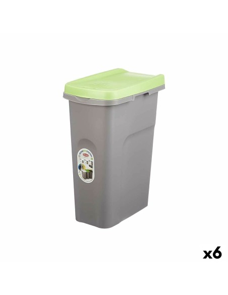 Rubbish bin Stefanplast Green Grey Plastic 25 L (6 Units) | Tienda24 Tienda24.eu