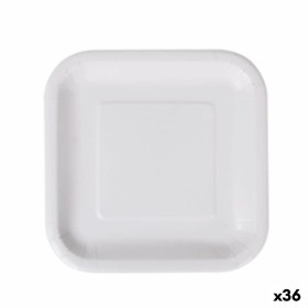 Plate set Algon Disposable White Cardboard Squared 20 cm (36 Units) by Algon, Turntables - Ref: S2229345, Price: 15,27 €, Dis...