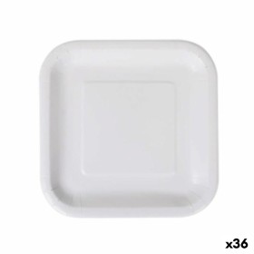 Plate set Algon Disposable White Cardboard Squared 20 cm (36 Units) by Algon, Turntables - Ref: S2229346, Price: 28,82 €, Dis...