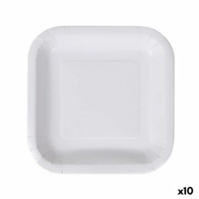 Plate set Algon Disposable White Cardboard Squared 20 cm (10 Units) by Algon, Turntables - Ref: S2229347, Price: 33,77 €, Dis...