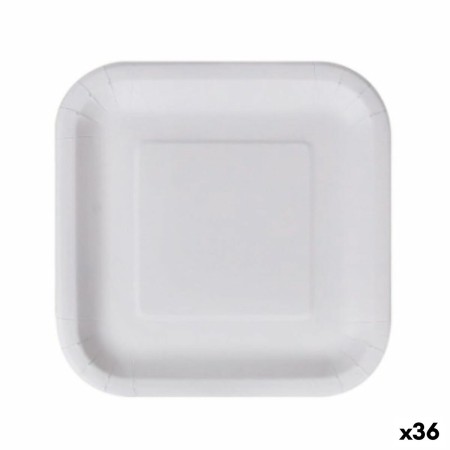 Plate set Algon Disposable White Cardboard Squared 23 cm (36 Units) by Algon, Turntables - Ref: S2229348, Price: 16,48 €, Dis...