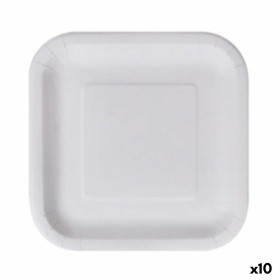 Plate set Algon Disposable White Cardboard Squared 23 cm (10 Units) by Algon, Turntables - Ref: S2229350, Price: 40,51 €, Dis...