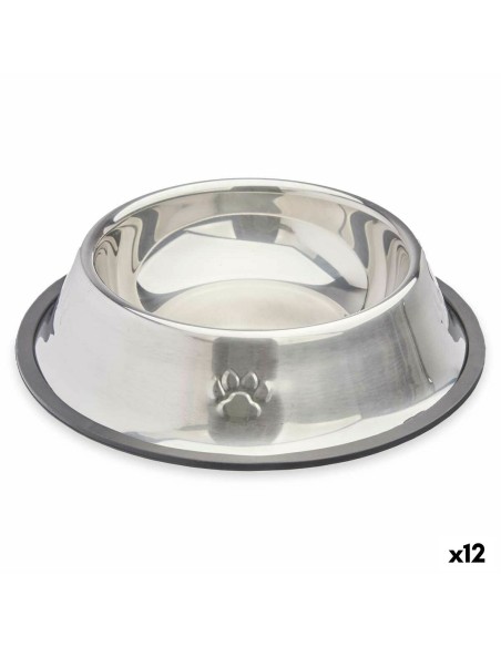 Comedouro para Cão Prateado Cinzento Borracha Metal 22 x 6 x 22 cm (12 Unidades) | Tienda24 Tienda24.eu