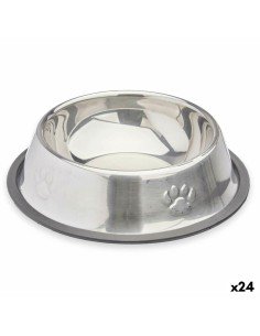 Comedouro para Cão Prateado Cinzento Borracha Metal 35 x 0,03 x 25 cm (24 Unidades) de Mascow, Pratos - Ref: S3630396, Precio...