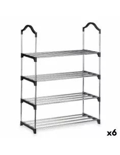 Shoe Rack 3 Shelves Silver 58 x 26 x 58 cm Black Metal (6 Units) | Tienda24 Tienda24.eu