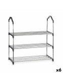 Shoe Rack 3 Shelves Silver 58 x 26 x 58 cm Black Metal (6 Units) | Tienda24 Tienda24.eu