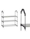 Shoe Rack 3 Shelves Silver 58 x 26 x 58 cm Black Metal (6 Units) | Tienda24 Tienda24.eu