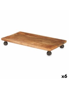 Centre de Table 45 x 15 cm Feuille d'une plante Blanc Marron Vert Résine Bois de manguier (6 Unités) | Tienda24 Tienda24.eu