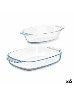 Plat de Four Santa Clara Silicone Verre Borosilicaté Oblongue 30 x 21 x 6,5 cm (2 Unités) | Tienda24 Tienda24.eu