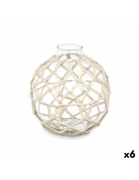 Sfera Decorativa Bianco Trasparente Vetro Corda 18 x 20 cm (6 Unità) da Gift Decor, Vasi - Ref: S3630553, Precio: 56,22 €, De...