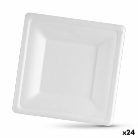 Plate set Algon Disposable White Sugar Cane Squared 16 cm (24 Units) by Algon, Turntables - Ref: S2229558, Price: 13,84 €, Di...