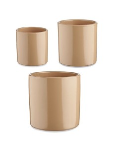 Set de Macetas 3 Piezas Ø 14 cm Ø 22 cm Ø 17 cm Cilindro Beige de Ibergarden, Macetas para flores - Ref: S3630808, Precio: 15...