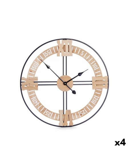 Reloj de Pared Negro Metal Madera MDF 60 x 60 x 5 cm (4 Unidades) | Tienda24 Tienda24.eu