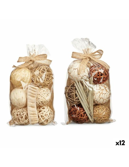 Conjunto de bolas decorativas Branco Castanho (12 Unidades) | Tienda24 Tienda24.eu