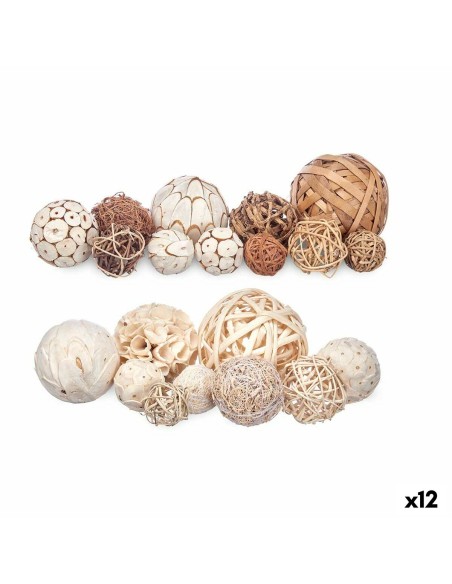 Conjunto de bolas decorativas Branco Castanho (12 Unidades) | Tienda24 Tienda24.eu