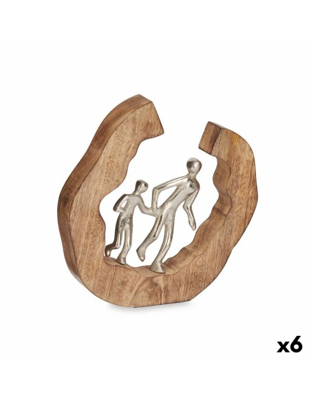 Figura Decorativa Família Prateado Metal 24,5 x 24,5 x 5 cm (6 Unidades) | Tienda24 Tienda24.eu