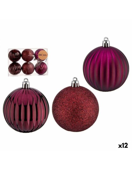 Set di palline di Natale Con rilievo Viola PVC Ø 7 cm (12 Unità) da Krist+, Natale - Ref: S3631457, Precio: 19,49 €, Descuent...