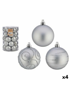 Set de Bolas de Navidad Plateado Plástico 6 x 7 x 6 cm (6 Unidades) | Tienda24 Tienda24.eu