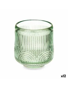 Bougeoir 13 x 13 x 56 cm Verre Gris Métal Argent | Tienda24 Tienda24.eu