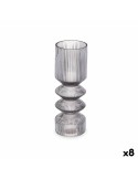 Vase Rayures Gris Verre 8 x 23 x 8 cm (8 Unités) | Tienda24 Tienda24.eu