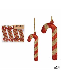 Set di Addobbi di Natale Bastone 8 Pezzi Rosso Dorato Plastica 6,5 x 1 cm (24 Unità) da Krist+, Natale - Ref: S3631735, Preci...