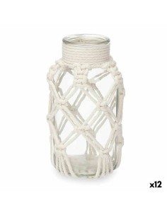 Vaso Bianco Stoffa Vetro 9 x 17 x 9 cm (12 Unità) Macramé da Gift Decor, Vasi - Ref: S3631872, Precio: 43,73 €, Descuento: %