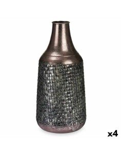 Vase Alexandra House Living Weiß Silberfarben aus Keramik 7 x 15 x 33 cm | Tienda24 Tienda24.eu