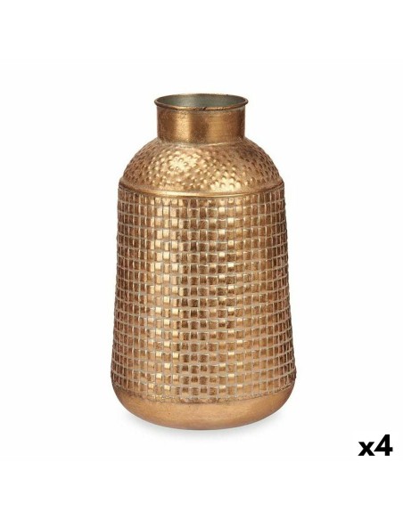 Vase Golden Metal 22,5 x 39,5 x 22,5 cm (4 Units) With relief | Tienda24 Tienda24.eu